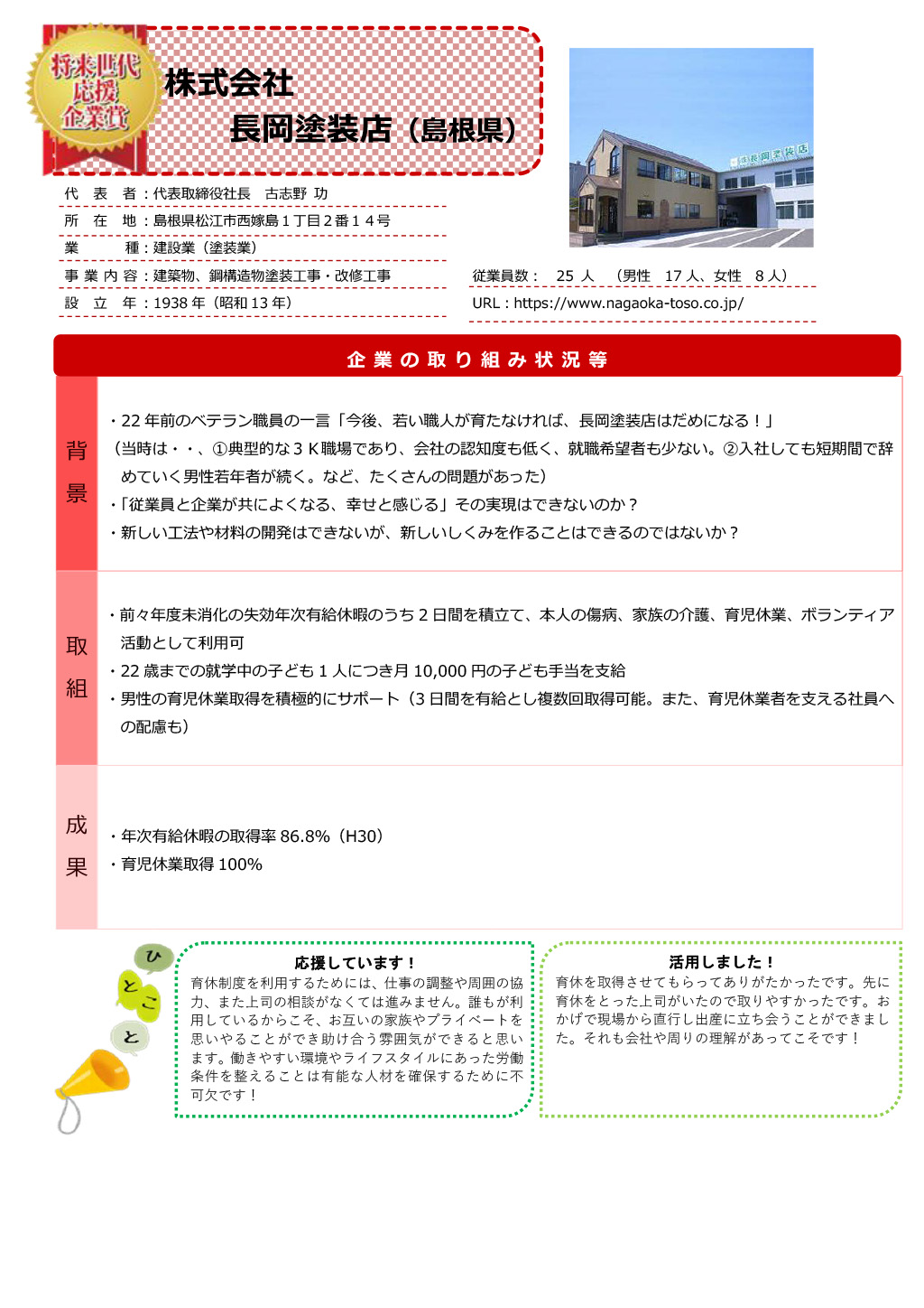 将来世代応援企業賞